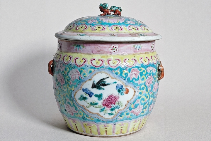古玩陶瓷晚清粉彩粥罐真品鑒賞圖