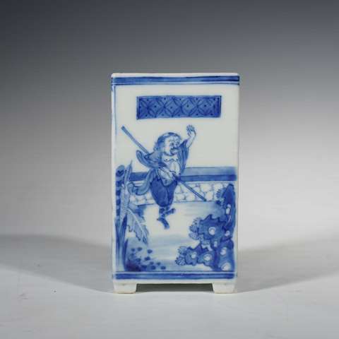 古玩陶瓷青花人物故事紋溫酒器真品鑒賞圖