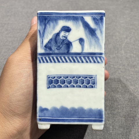 古玩陶瓷青花人物故事紋溫酒器真品鑒賞圖