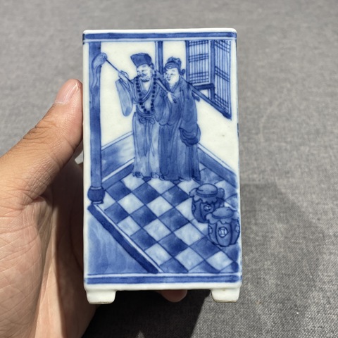 古玩陶瓷青花人物故事紋溫酒器真品鑒賞圖