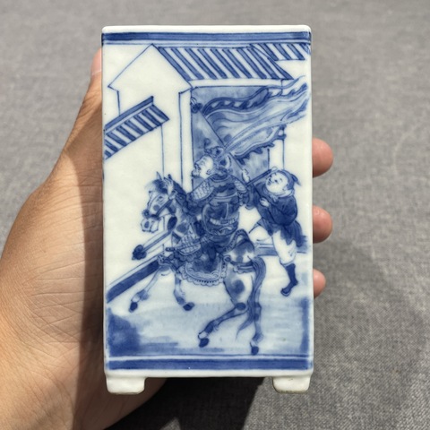 古玩陶瓷青花人物故事紋溫酒器真品鑒賞圖