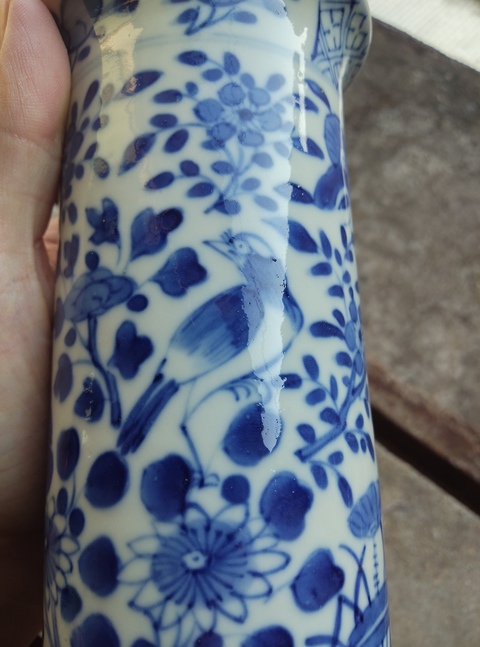 古玩陶瓷花鳥紋青花花觚真品鑒賞圖