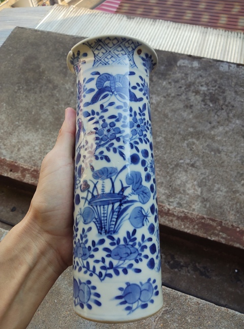 古玩陶瓷花鳥紋青花花觚真品鑒賞圖