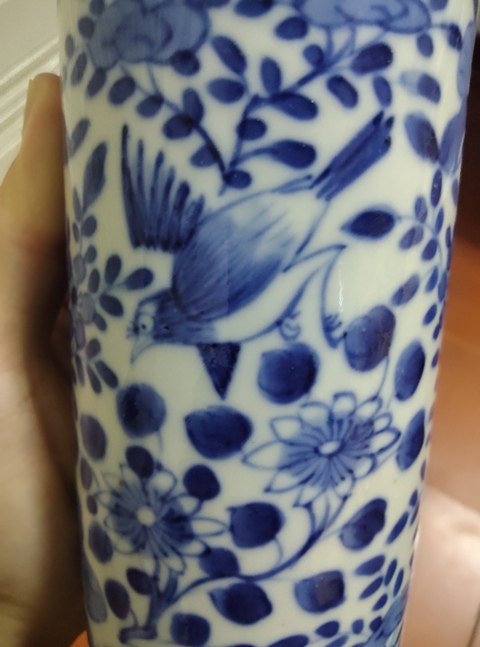 古玩陶瓷花鳥紋青花花觚真品鑒賞圖