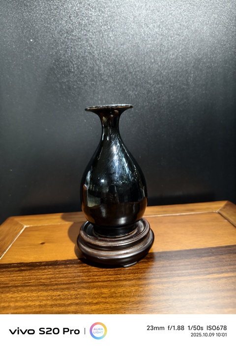 古玩陶瓷黑釉玉壺春瓶真品鑒賞圖