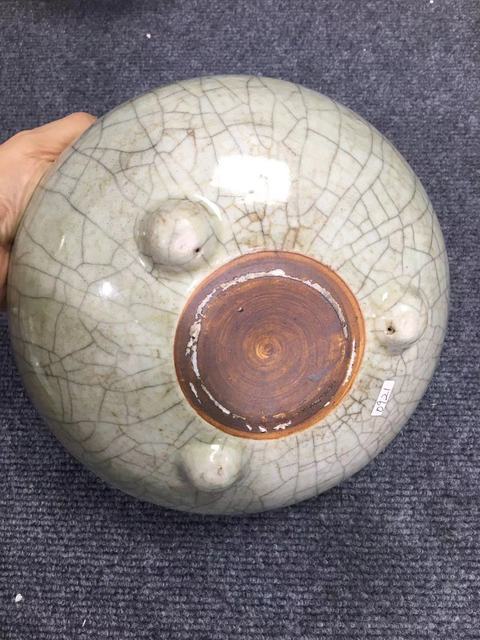 古玩陶瓷仿官釉三足爐真品鑒賞圖