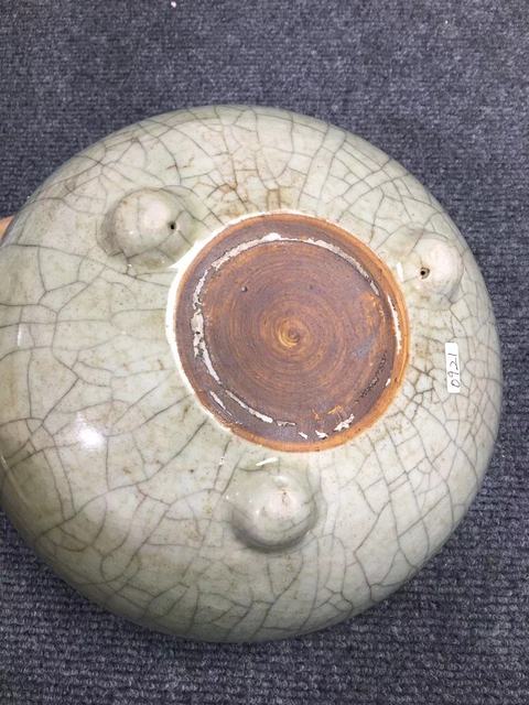 古玩陶瓷仿官釉三足爐真品鑒賞圖