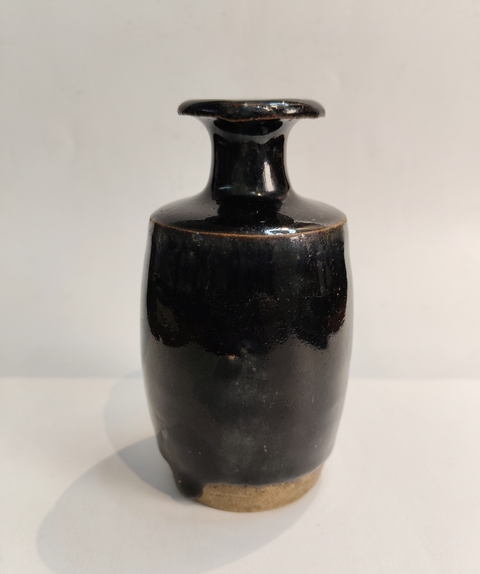 古玩陶瓷黑釉撇口瓶真品鑒賞圖