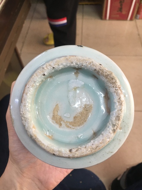 古玩陶瓷紅綠彩魚(yú)藻紋圈足筒式香爐真品鑒賞圖