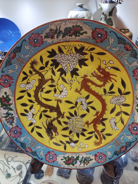 古玩陶瓷粉彩大雅齋風格盤真品鑒賞圖