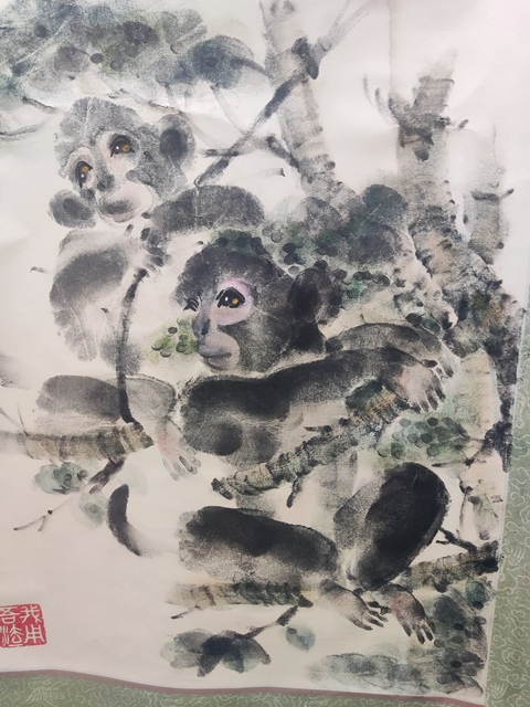 古玩字畫原裝原裱河南指掌畫名家張寶華  猴戲圖拍賣，當(dāng)前價(jià)格1元