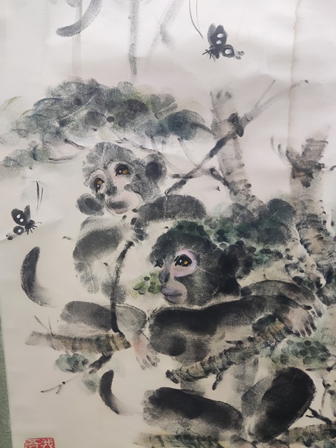 古玩字畫原裝原裱河南指掌畫名家張寶華  猴戲圖拍賣，當(dāng)前價(jià)格1元