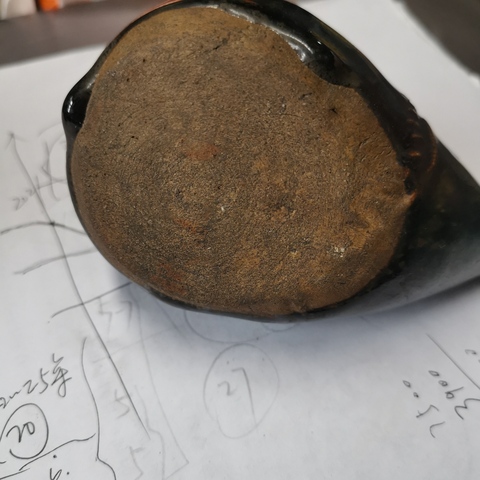 古玩陶瓷窯變黑釉鳥形油燈真品鑒賞圖