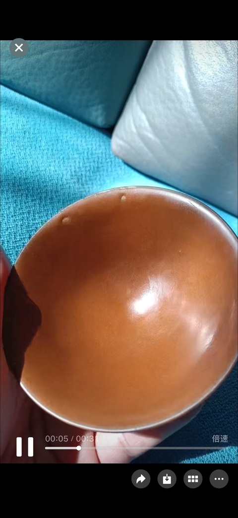 古玩陶瓷柿紅釉盞真品鑒賞圖