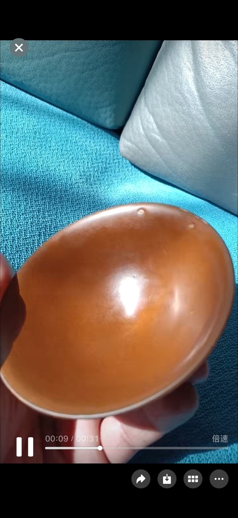 古玩陶瓷柿紅釉盞真品鑒賞圖