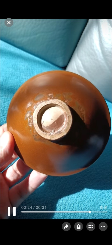 古玩陶瓷柿紅釉盞真品鑒賞圖