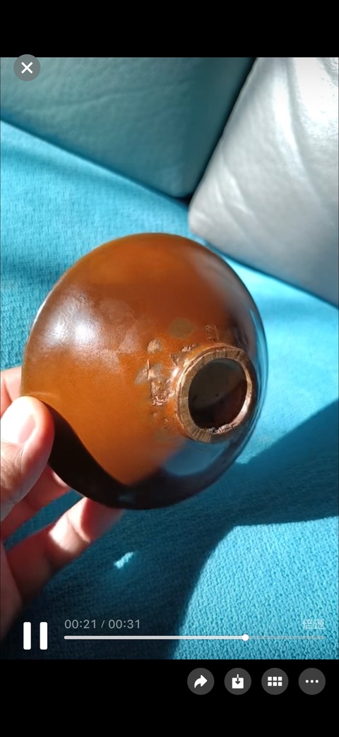 古玩陶瓷柿紅釉盞真品鑒賞圖