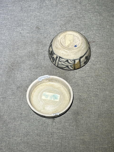 古玩陶瓷青花花卉紋粉盒真品鑒賞圖