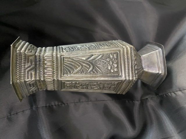 古玩雜項銀合金錘疊拼接工藝花瓶擺件真品鑒賞圖