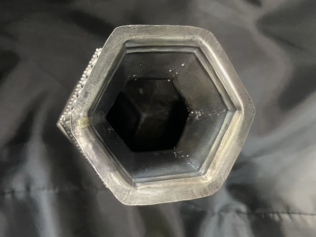 古玩雜項銀合金錘疊拼接工藝花瓶擺件真品鑒賞圖