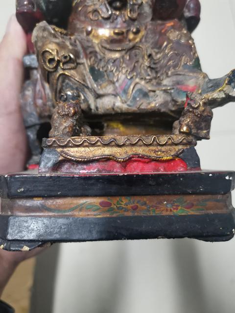 古玩雜項木雕彩繪文昌帝君像真品鑒賞圖