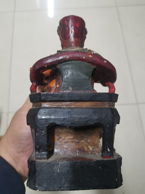 古玩雜項木雕彩繪文昌帝君像真品鑒賞圖