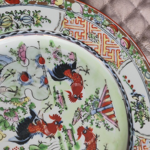 古玩陶瓷廣彩官上加官折沿盤真品鑒賞圖