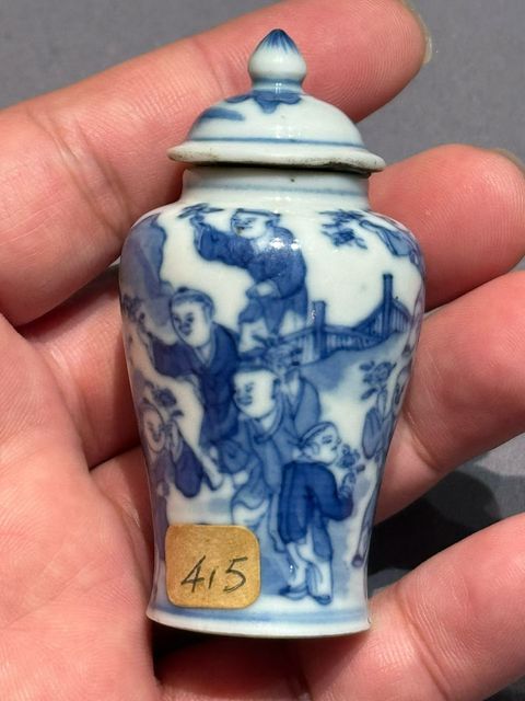 古玩陶瓷青花嬰戲圖蓋罐真品鑒賞圖