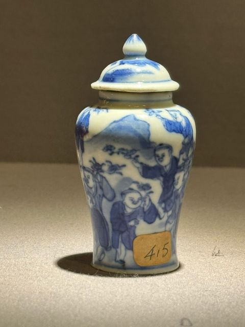 古玩陶瓷青花嬰戲圖蓋罐真品鑒賞圖