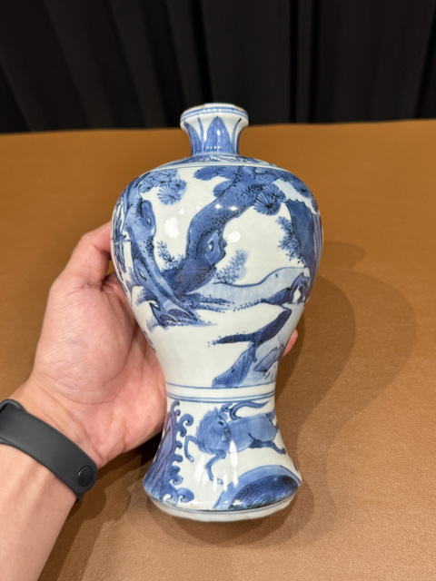 古玩陶瓷青花人物故事梅瓶真品鑒賞圖
