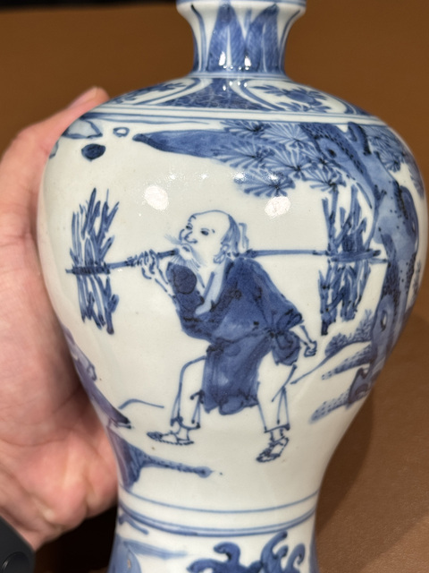 古玩陶瓷青花人物故事梅瓶真品鑒賞圖