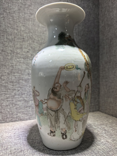 古玩陶瓷淺絳彩八仙圖撇口瓶真品鑒賞圖