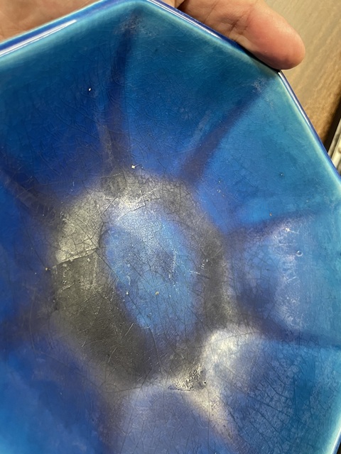 古玩陶瓷孔雀藍釉八方盤真品鑒賞圖