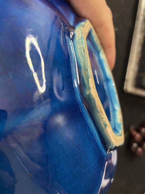 古玩陶瓷孔雀藍釉八方盤真品鑒賞圖