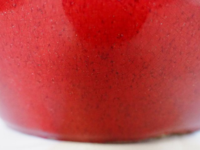 古玩陶瓷窯變紅釉西瓜罐真品鑒賞圖