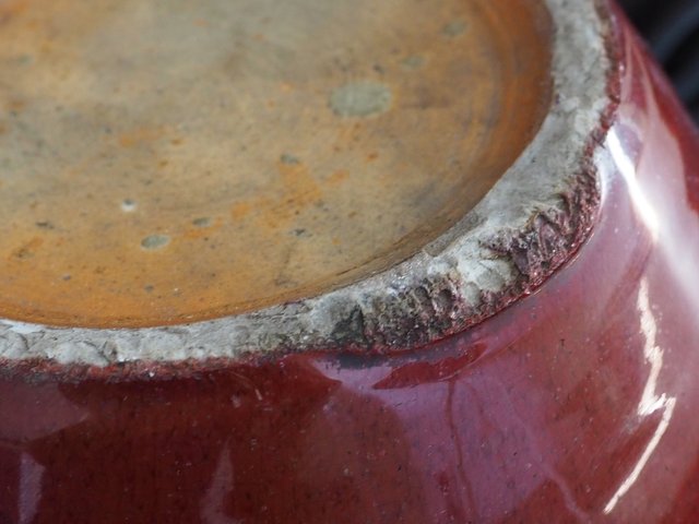 古玩陶瓷窯變紅釉西瓜罐真品鑒賞圖