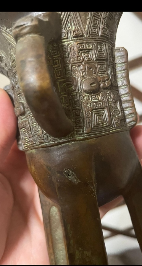 古玩銅器爵杯真品鑒賞圖