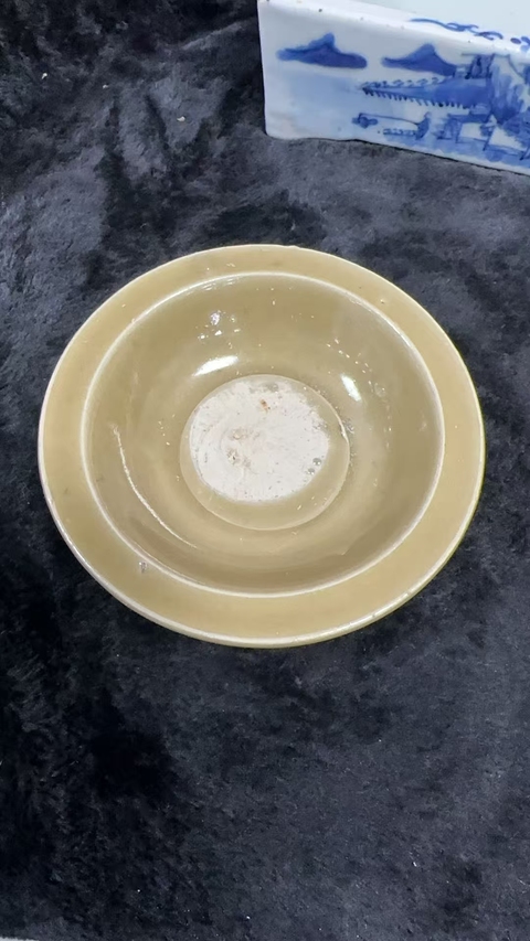 古玩陶瓷黃釉洗真品鑒賞圖
