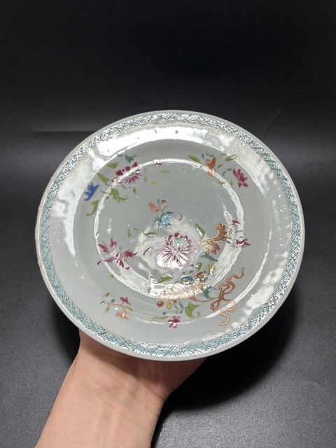 古玩陶瓷清雍正·粉彩花卉紋折沿盤一對拍賣,當前價格1280元