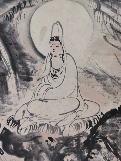 古玩字畫新金陵畫派締造者中國美術界百年巨匠呂鳳子觀音畫拍賣,當前價格30000元