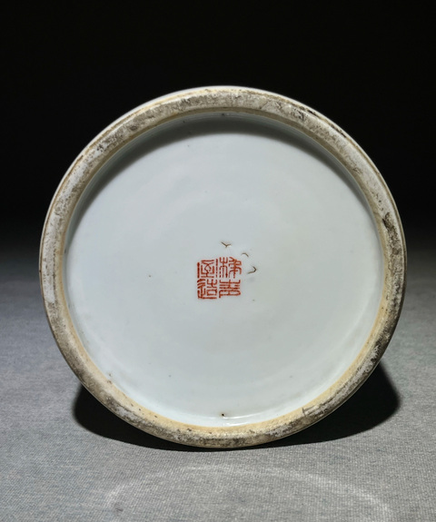 古玩陶瓷粉彩花鳥紋帽筒真品鑒賞圖