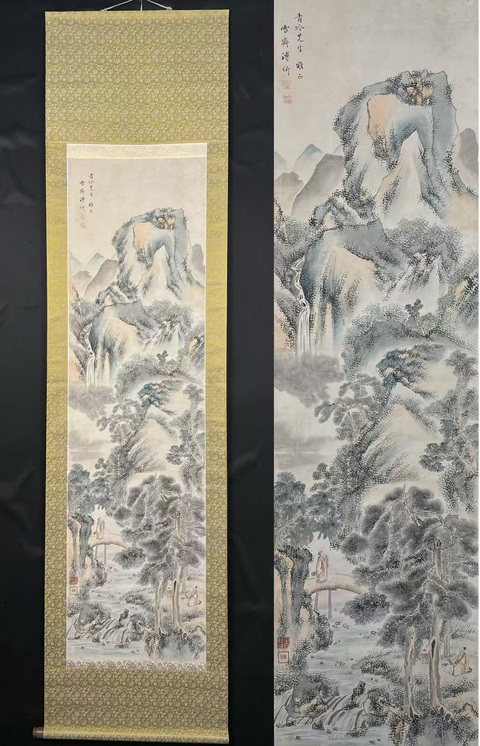 古玩字畫溪山訪友真品鑒賞圖