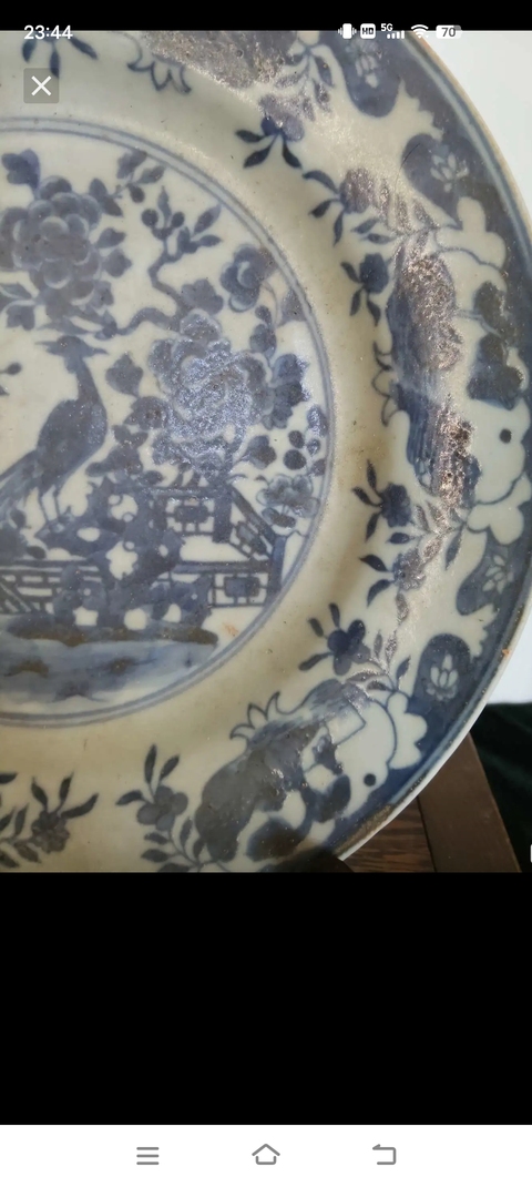 古玩陶瓷花鳥紋青花盤真品鑒賞圖
