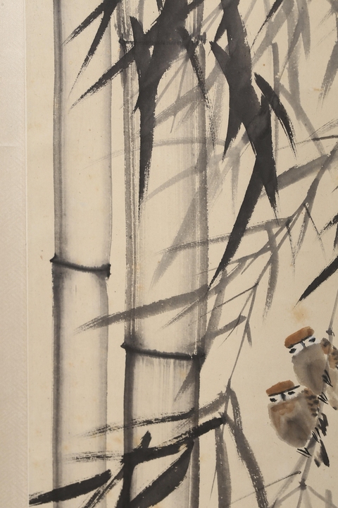 古玩字畫竹雀圖真品鑒賞圖