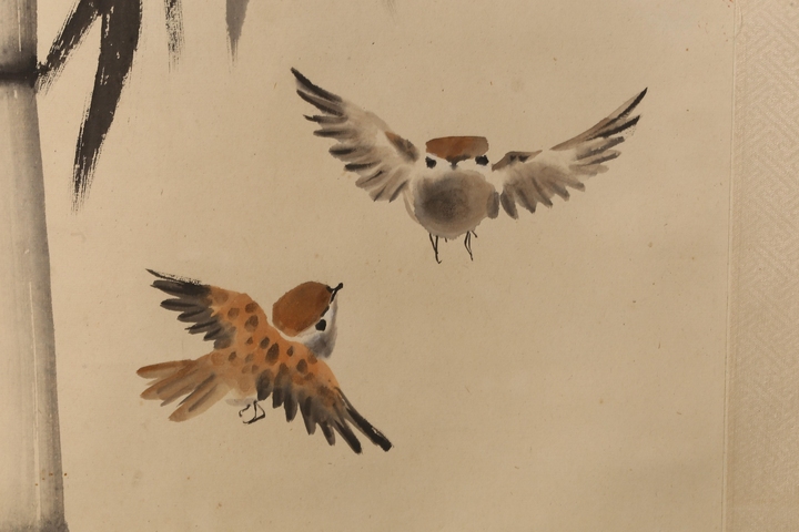 古玩字畫竹雀圖真品鑒賞圖