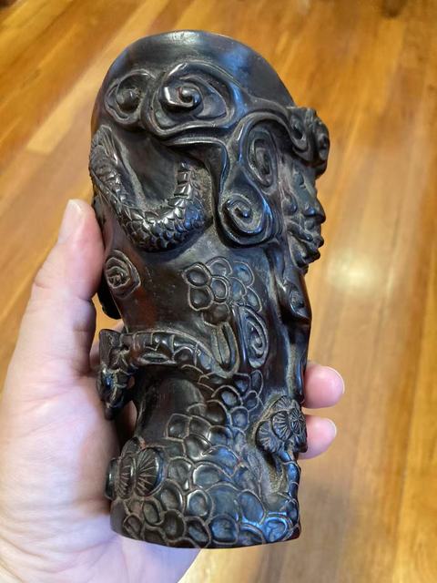 古玩雜項木雕松樹形杯真品鑒賞圖