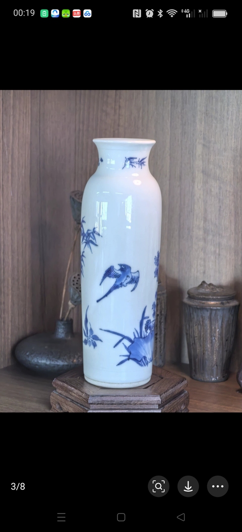 古玩陶瓷青花筒瓶真品鑒賞圖