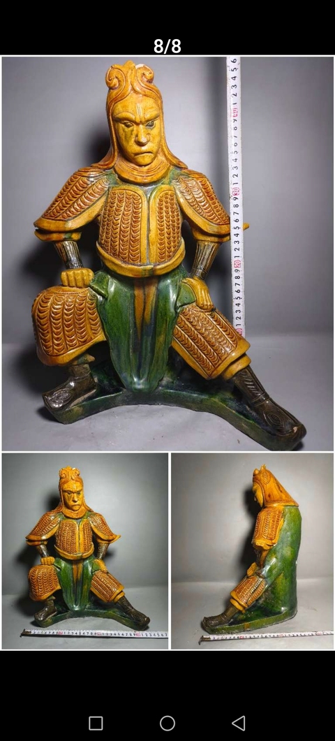 古玩陶瓷黃綠釉人物造像真品鑒賞圖