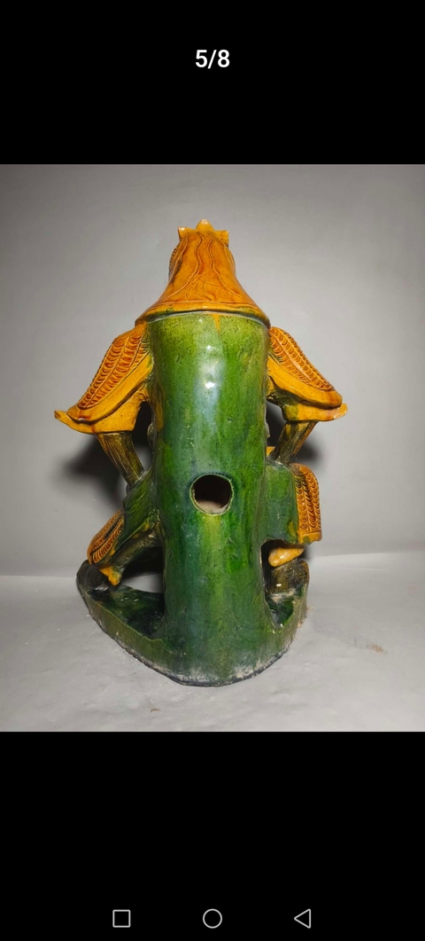 古玩陶瓷黃綠釉人物造像真品鑒賞圖