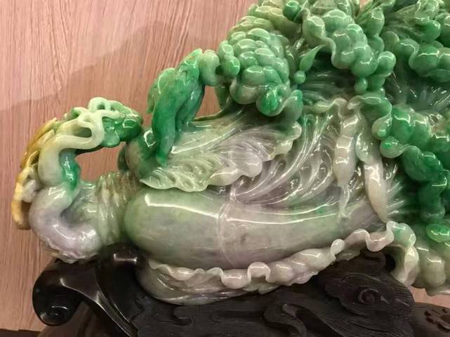 古玩玉器翡翠白菜擺件真品鑒賞圖